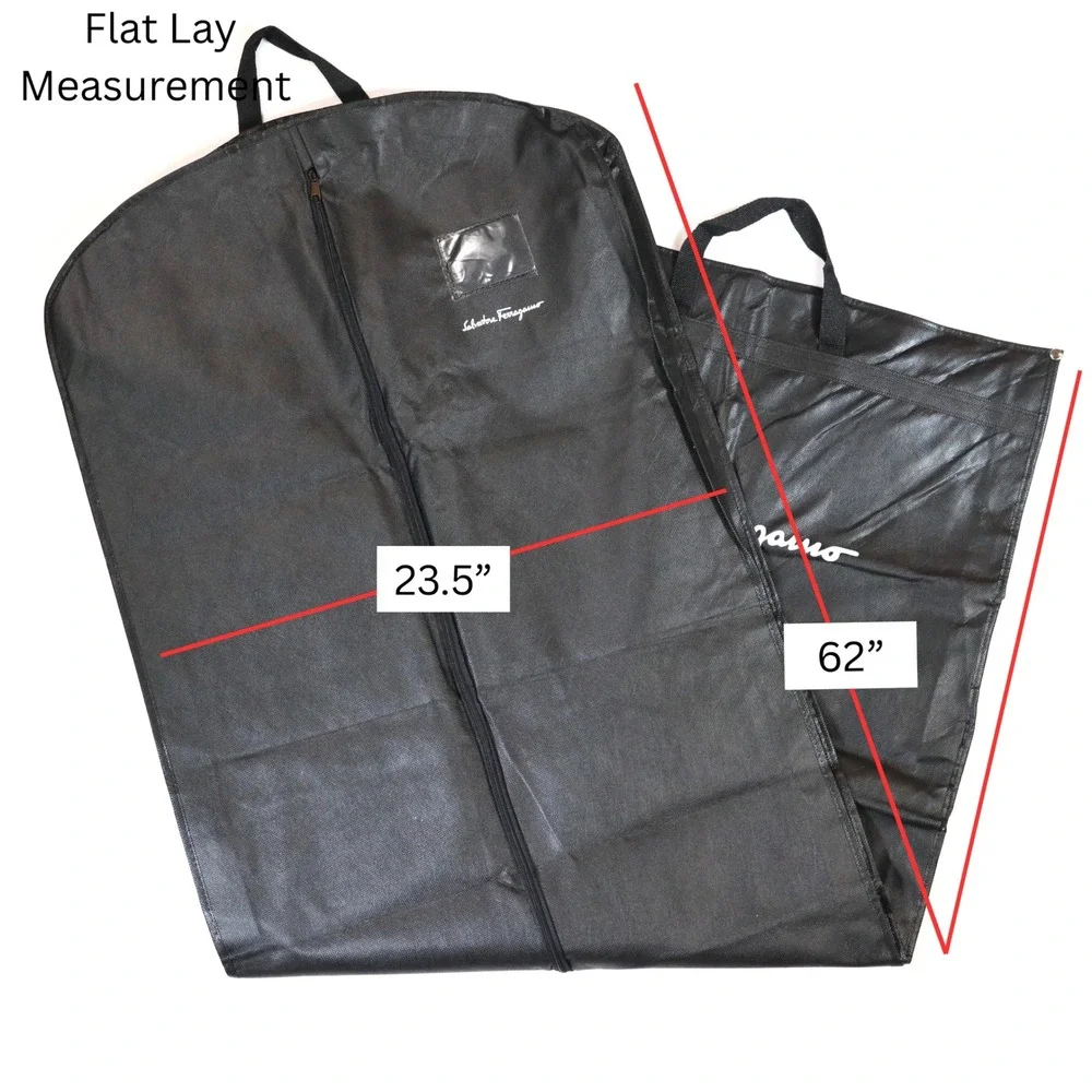 Salvatore Ferragamo Garment Bag Black Logo Travel Suit Cover Storage 23x62